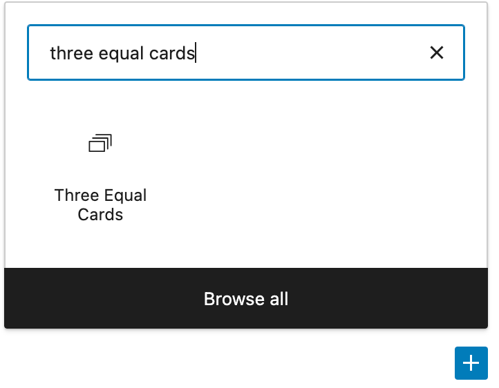 The Three Equal Cards block icon in the WordPress block inserter.